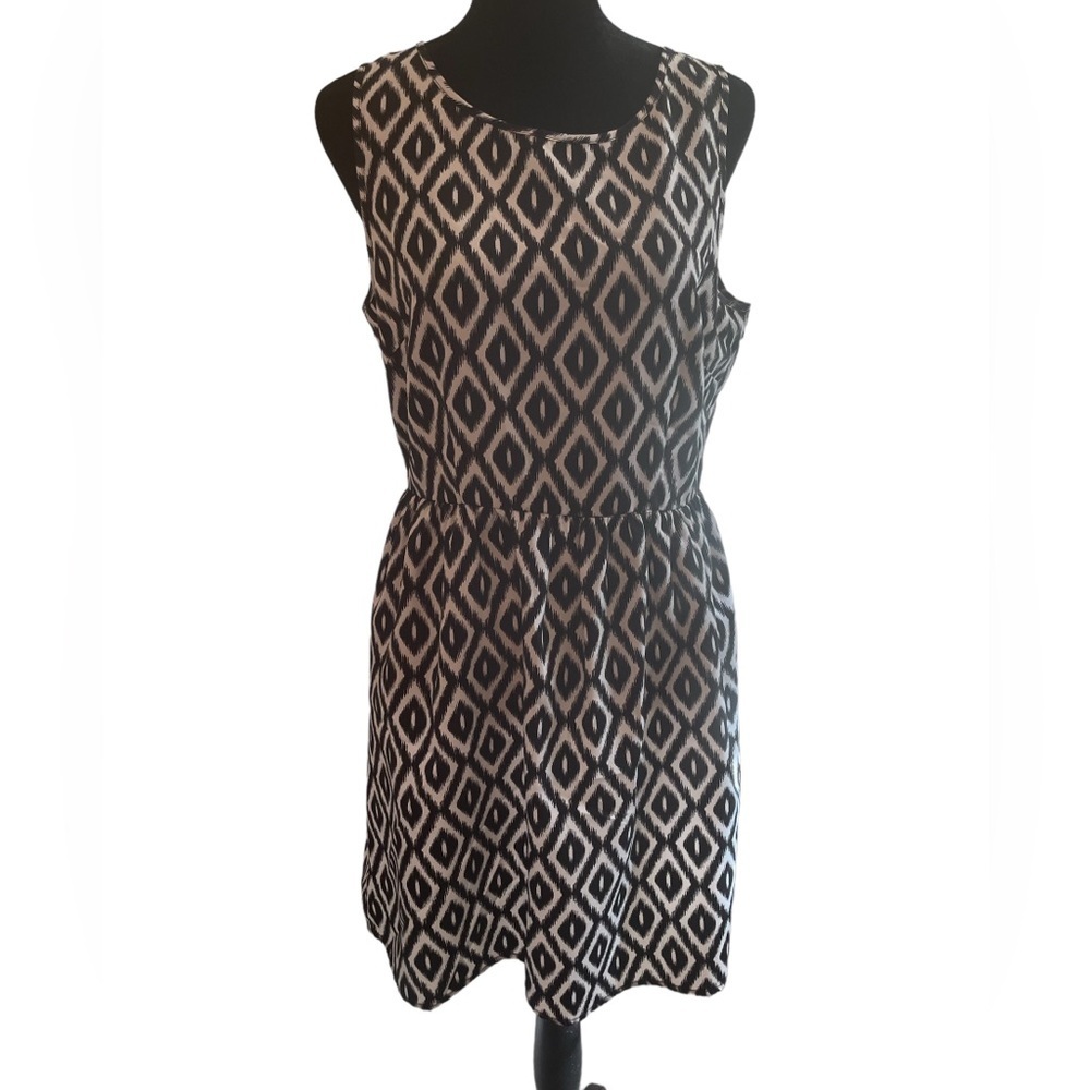 One Clothing black/white diamond pattern‎ sleeveless dress, cut out back, size M